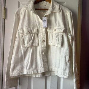 American Eagle Outfitters White Utility Jacket Lightweight Cotton